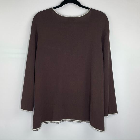 Sigrid Olson brown ribbed knit blouse women's size 2X - Picture 6 of 11